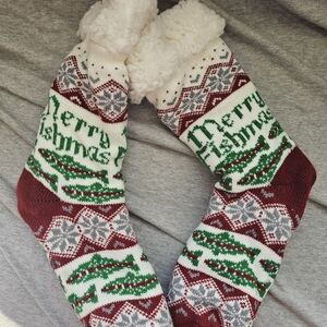 Fishmas Holiday Socks with Green and Red Pattern